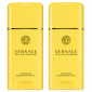 Two Versace Yellow Diamond Deodorant Sticks for Women (50ml each) are placed side by side against a white background.
