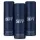 Three cans of Calvin Klein Defy Deodorant Spray for Men, 150ml each, stand upright against a white background.