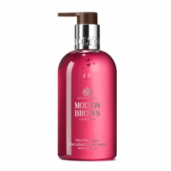A set of two 300ml bottles of Molton Brown Fiery Pink Pepper Hand Wash, unisex.