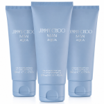 Two blue tubes of Jimmy Choo Man Aqua Shower Gel Body Wash for Men, 100ml each, are standing upright against a white background.