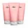 Three 150ml tubes of Lacoste L.12.12 Pour Elle Sparkling Shower Gel for Women are displayed upright against a white background.
