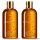 Two bottles of Molton Brown Mesmerising Oudh Accord & Gold Bath & Shower Gel, 300ml each, are shown side by side against a white background. Each features a gold cap and contains suspended gold flakes.