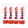 Four tubes of Bench Body Scrub with red caps are standing side by side against a white background.
