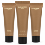 Three tubes of Burberry Hero shower gel, each 30 ml, are arranged side by side on a white background.