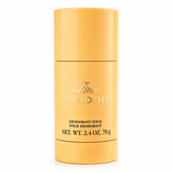 A pair of yellow cylindrical containers of Davidoff Zino Deodorant Stick for Men, each labeled with the product name and 75ml weight, are displayed on a white background.