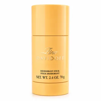 A pair of yellow cylindrical containers of Davidoff Zino Deodorant Stick for Men, each labeled with the product name and 75ml weight, are displayed on a white background.