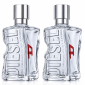 Two identical bottles of Diesel D by Diesel Eau de Toilette Spray for Men, 30ml, featuring clear glass with 
