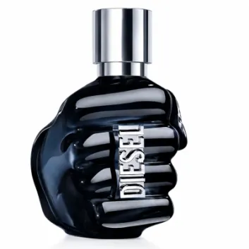A 125ml bottle of Diesel Only the Brave Eau de Parfum spray for him, featuring a black glass design shaped like a clenched fist with a silver cap and "DIESEL" embossed on the side.