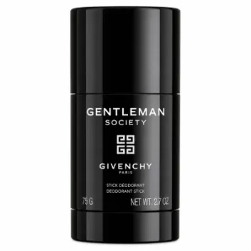 Givenchy Gentleman Society deodorant stick, 75g, in a sleek black cylindrical container with white text and the Givenchy logo.