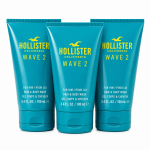 Two teal tubes of Hollister Wave 2 Shower Gel Body Wash for Men, each 100 ml, arranged side by side on a white background.