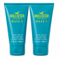 Three identical teal tubes of Hollister Wave 2 Shower Gel Body Wash for Men, each containing 3.4 fl oz (100 mL), are displayed side by side against a white background.