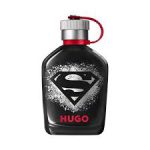 A black 125ml Hugo Boss Hugo X Superman Eau de Parfum Spray bottle with a silver cap, Superman logo, and "HUGO" in red text on the front.