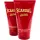 Two red tubes of Jean Paul Gaultier Scandal all over shower gel are displayed standing upright, with bold yellow text on the packaging.