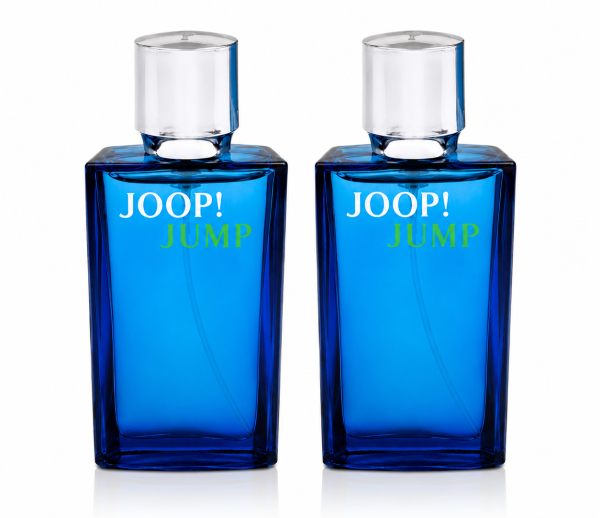 Two bottles of Joop Jump EDT for Men, 30ml travel size, with silver caps are placed side by side against a white background.