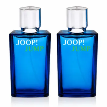 Two bottles of Joop Jump EDT for Men, 30ml travel size, with silver caps are placed side by side against a white background.
