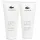 Three white tubes of Lacoste L.12.12 Blanc Shower Gel Body Wash, each 150 ml, are standing upright side by side on a white background.