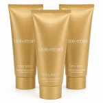 Three gold tubes of 3x Nina Ricci L’air Du Temps Shower Gel 200ml stand upright against a white background.