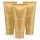 Three gold tubes of 3x Nina Ricci L’air Du Temps Shower Gel 200ml stand upright against a white background.