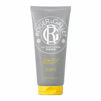 A set of 3 Roger & Gallet Cologne Twist Shower Gels, unisex, each 200ml, featuring gray tubes with white and yellow text on the packaging.