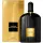 A 150ml black bottle of Tom Ford Black Orchid Eau de Parfum Spray for unisex stands next to its matching gold box, both featuring gold labels with black text.
