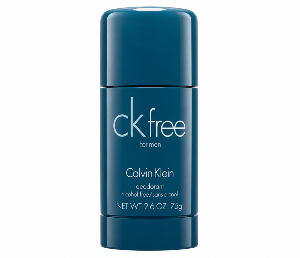 A set of three CK Free Deodorant Sticks for Men, each with a 75ml capacity, is displayed on a white background.