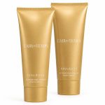 Three gold tubes of Nina Ricci L’Air du Temps Shower Gel, each 200ml, stand upright on a white background.
