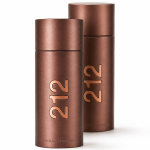 Two cylindrical brown bottles of Carolina Herrera 212 Sexy Men EDT, 100ml Spray are placed side by side against a white background.