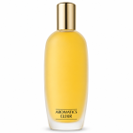 A clear glass bottle of Clinique Aromatics Elixir Eau de Parfum Spray, 45ml, with a gold cap and yellow liquid inside, is displayed against a plain white background.