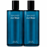 Two blue bottles of Davidoff Cool Water EDT for Men 200ml Eau de Toilette Spray, each with a black cap, are placed side by side against a white background.