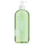 Three clear green bottles of Elizabeth Arden Green Tea Bath & Shower Gel for Her, 500ml each, with pump dispensers, are shown on a white background.