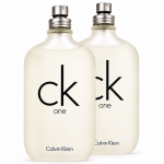 Two bottles of 2x CK One Eau De Toilette EDT, Unisex, 100ml with black text and silver caps are shown on a white background.