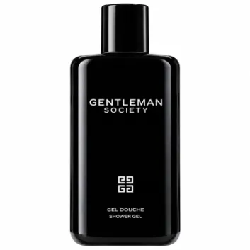 Set of three black bottles labeled “Givenchy Gentleman Society Shower Gel for Men, 200ml” with white text, displayed on a plain background.