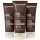 Three brown tubes of 3x ManCave Cedarwood Shower Gel, Man Cave, 200ml are standing upright side by side on a white background.