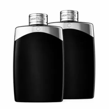 Two identical 200ml XL bottles of Mont Blanc Legend EDT Spray for Men are standing side by side against a plain white background.