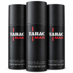 Three 150ml cans of Mäurer & Wirtz Tabac Man Deodorant Spray are arranged side by side against a white background.