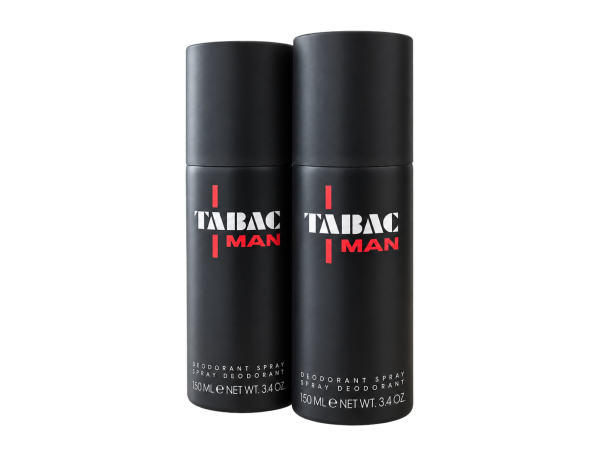 Three deodorant sticks labeled “Tabac Man” from Mäurer & Wirtz, each containing 75 ml, are standing upright side by side against a white background.