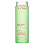3x Clarins Purifying Toning Face Lotion 200ml, a cylindrical light green facial toner bottle with a white cap.