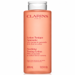 A 400ml bottle of 3x Clarins Soothing Toning Face Lotion for very dry or sensitive skin.