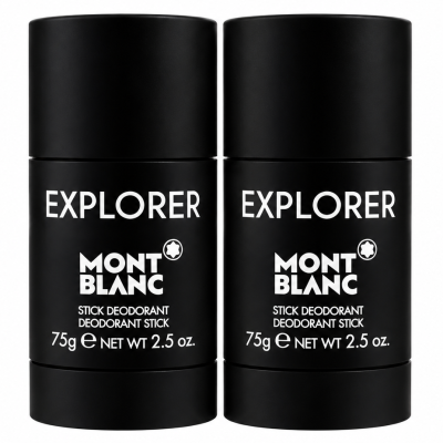 Two black tubes of Montblanc Explorer stick deodorant.