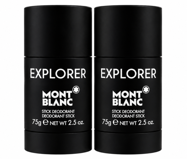 Two black tubes of Montblanc Explorer stick deodorant.