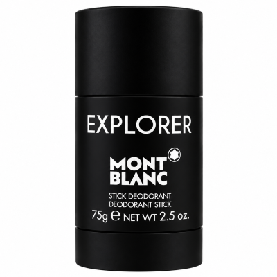 Montblanc Explorer deodorant stick in a black cylindrical container.