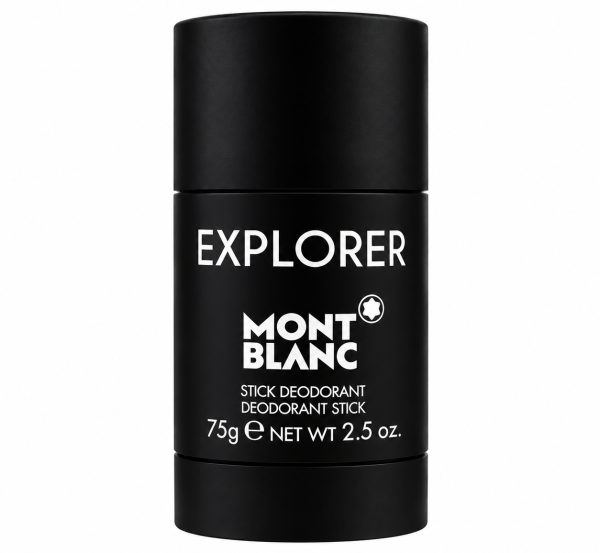 Montblanc Explorer deodorant stick in a black cylindrical container.